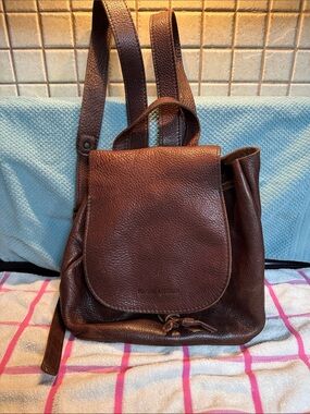 Portland Leathers Goods Bucket Backpack Brown Full Grain Leather Drawstring Bag